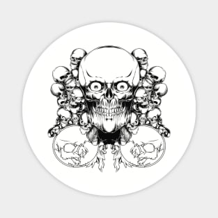 Skulls with creepy eyes (Line Art) Magnet